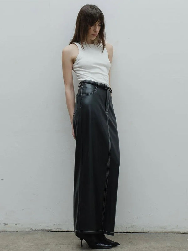 Maxi Black Leather Skirt