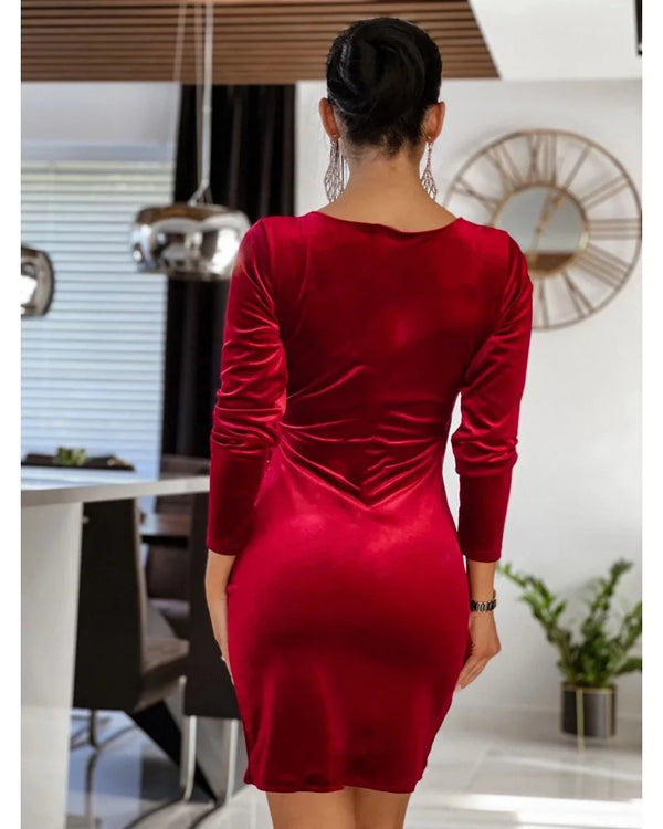 Mini Long Sleeve Red Dress