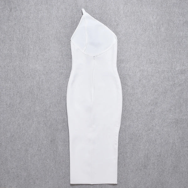 One Shoulder White Dress Midi
