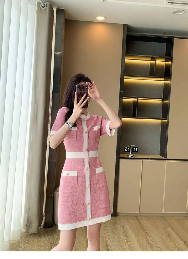 Pink Beaded Mini Dress