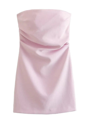 Pink Mini Dress Puff Sleeveless