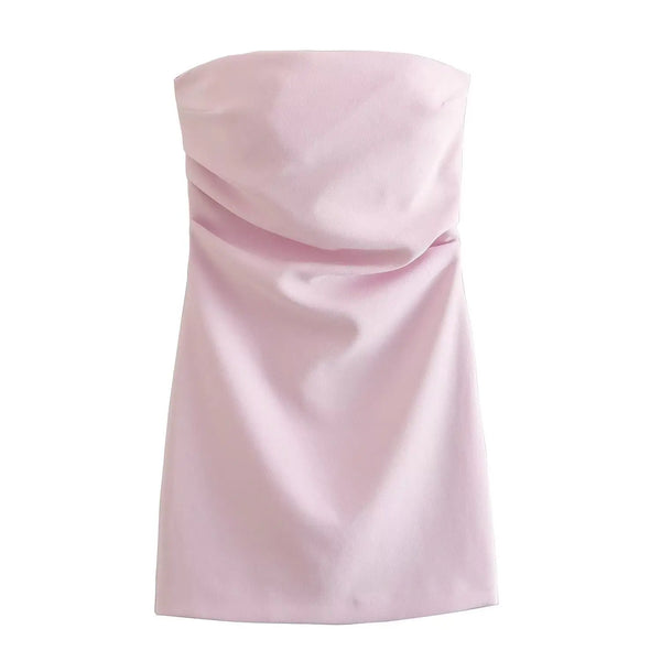 Pink Mini Dress Puff Sleeveless