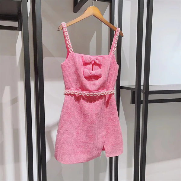 Pink Ribbed Mini Dress