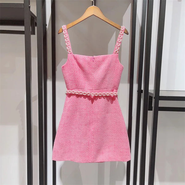 Pink Ribbed Mini Dress