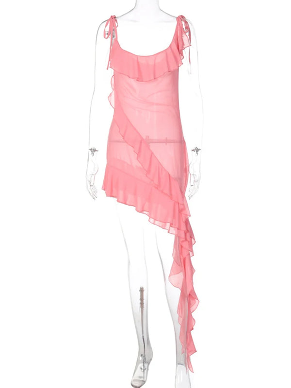 Pink Rosette Mini Dress