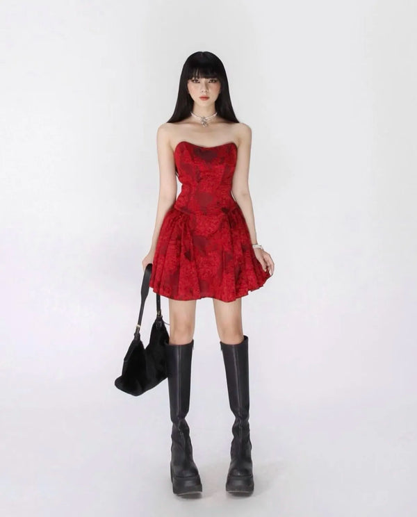 Red Floral Mini Dress