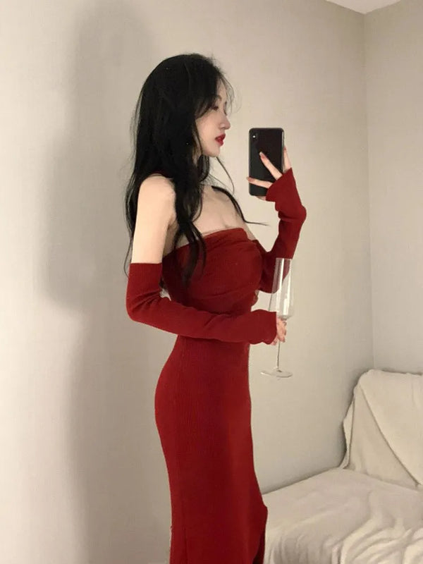 Red Latex Mini Dress