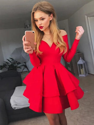 Red Mini Dress Long Sleeve
