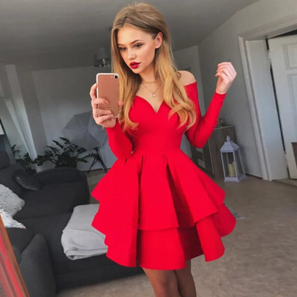 Red Mini Dress Long Sleeve