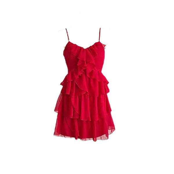 Red Ruffled Mini Dress