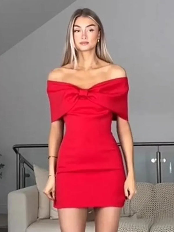 Red Open Neck Mini Dress