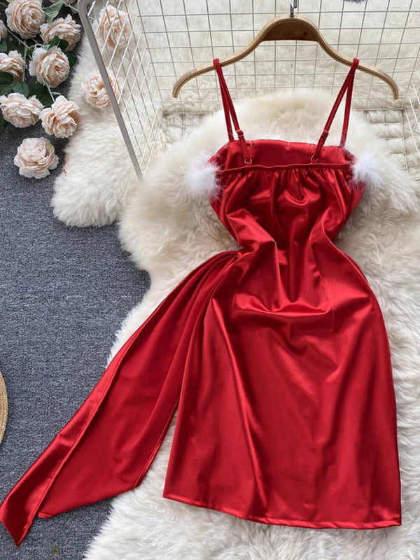 Red Strap Sweetheart Mini Dress