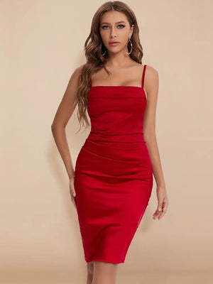 Ruched Mini Dress Red