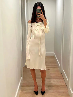 Silk White Midi Dress