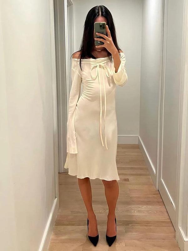 Silk White Midi Dress