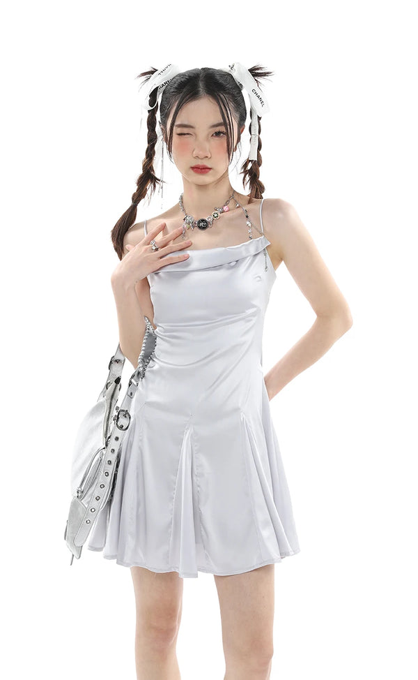 Silver Satin Dress