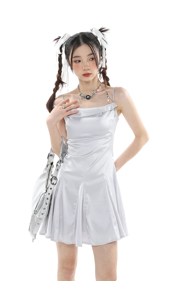 Silver Satin Dress