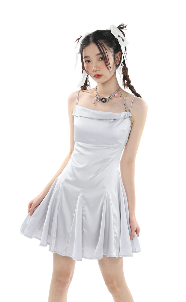 Silver Satin Dress