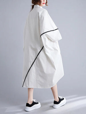 Sleeves White Midi Dress