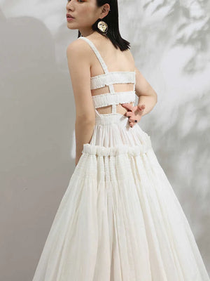 Strapless Midi White Dress
