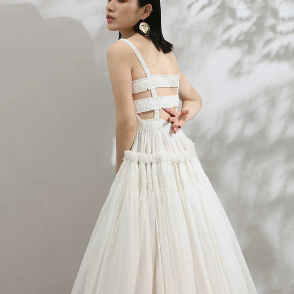 Strapless Midi White Dress