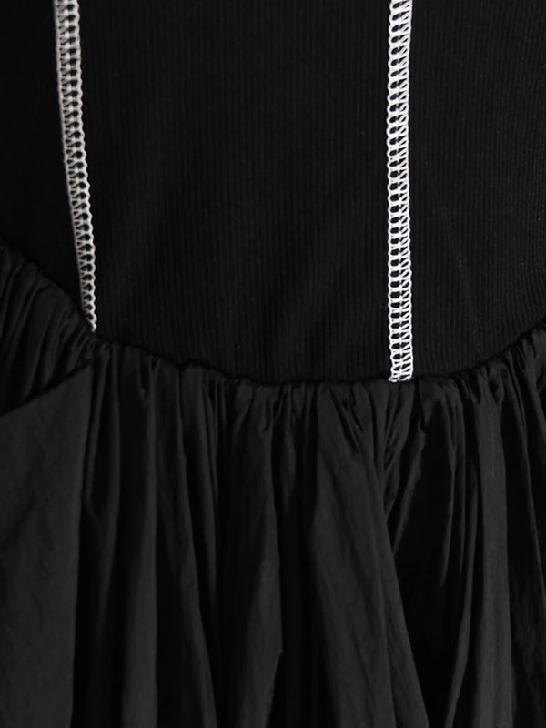 Ruffles Black Half Sleeve Dress