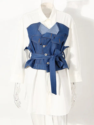 White And Blue Midi Dress