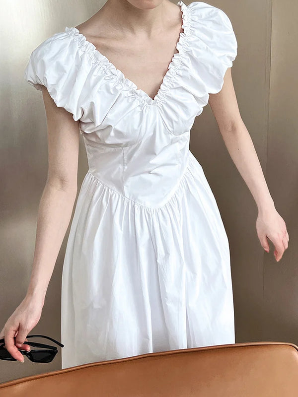 White Backless Midi Dress