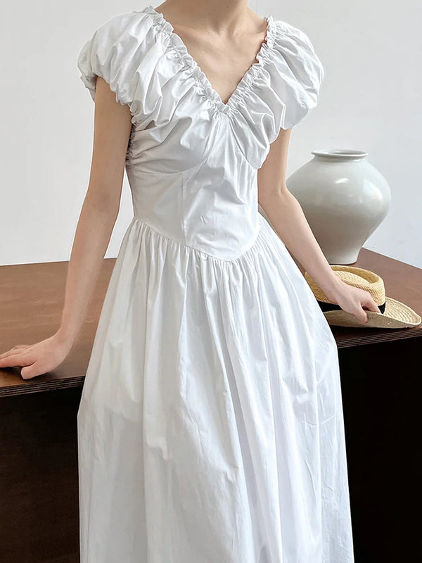 White Backless Midi Dress