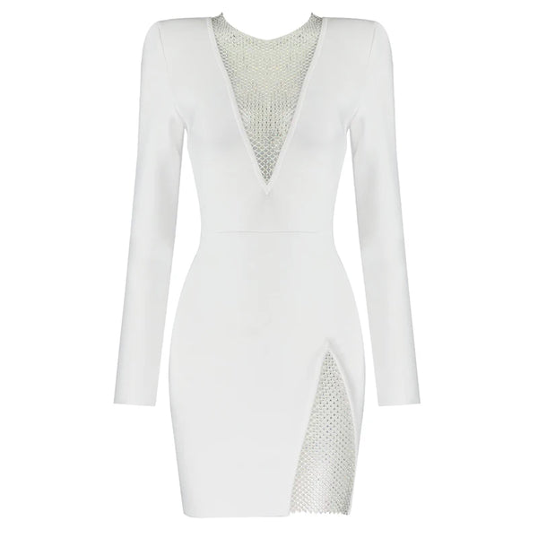 White Beaded Midi Dress