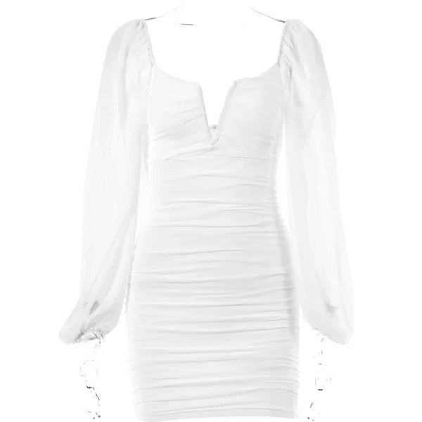 White Chiffon Midi Dress