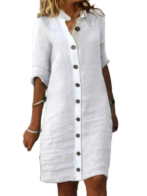 White Cotton Dress Midi
