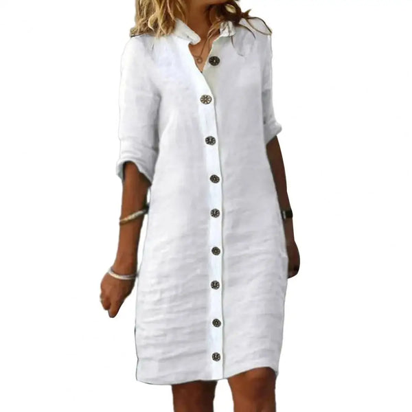 White Cotton Dress Midi