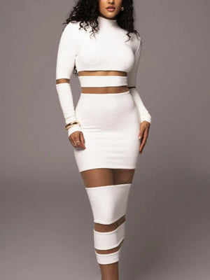 White Cut Out Midi Dress