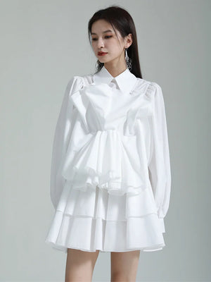 White Dress Long Sleeve Midi