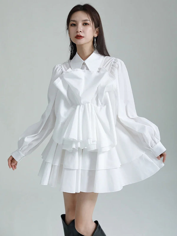 White Dress Long Sleeve Midi