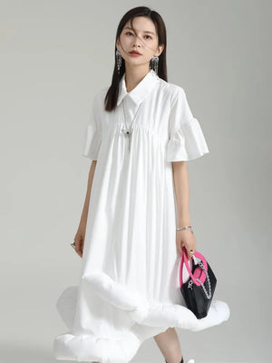 White Midi Dress With Short Sleeves