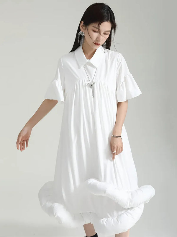 White Midi Dress With Short Sleeves