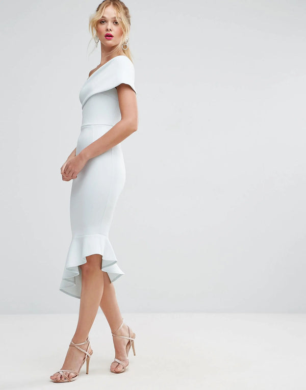 White Midi Ruffle Dress