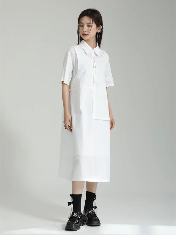 White Midi Short Sleeve Dress