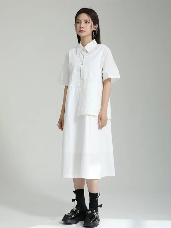 White Midi Short Sleeve Dress