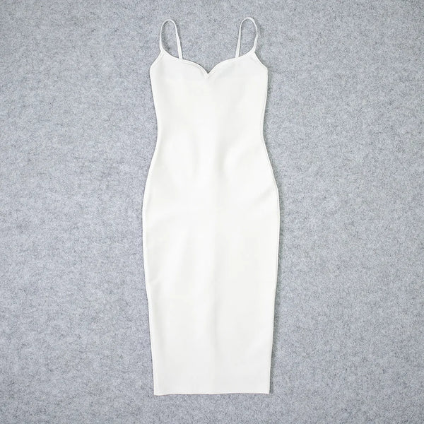 White Satin Slip Dress Midi