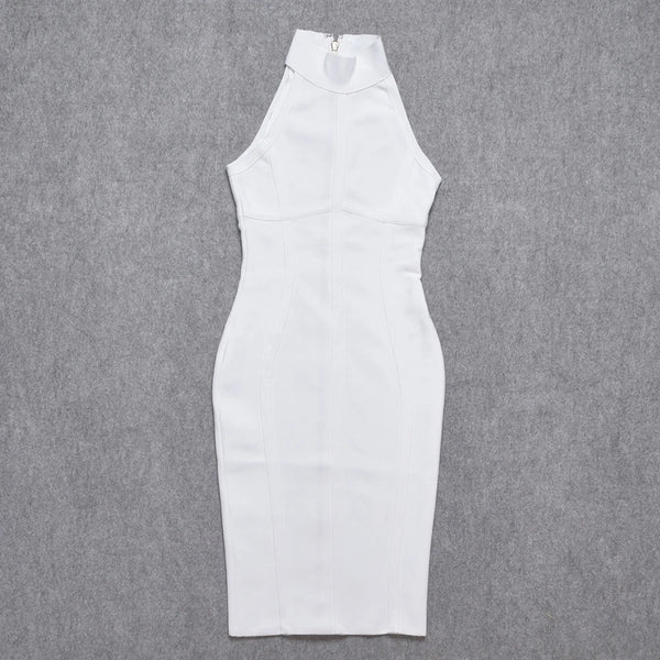 White Turtleneck Midi Dress