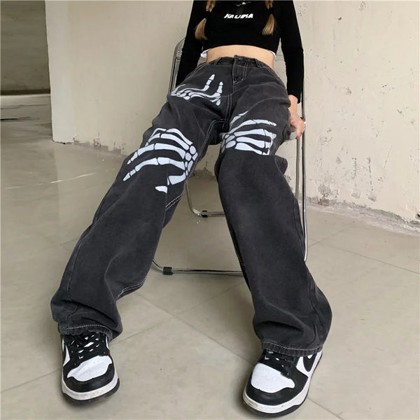 Y2k Skeleton printed Jeans